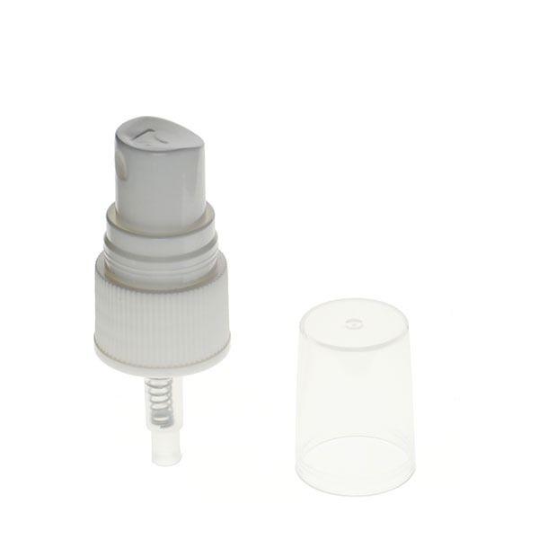 20-410 White Rib Side Plastic Fine Mist Sprayer with Clear Hood - 0.15cc Output 10